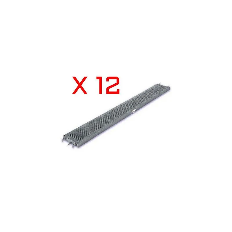 Lot de 12 planchers acier 3m x 0.36m Tubesca-Comabi distribué par France Echafaudage