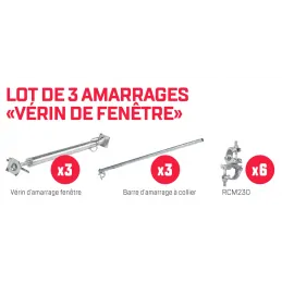 Lot de 3 amarrages "vérin...