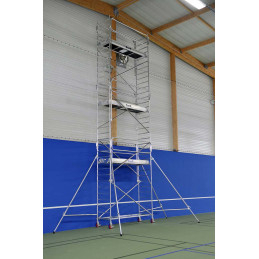 Echafaudage roulant alu docker 85 - long.2.54m - haut.travail 8m90 - version garde-corps.